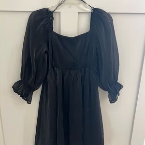 Entro Black Dress with Puff Sleeves
